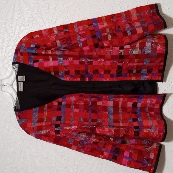 Chico's Jackets & Blazers - CHICO'S SILK PATCHWORK/RIBBON JACKET